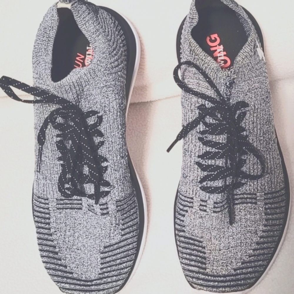 Under Armour, Slingflex Sneakers Womens Size: 9, Gray, Black, White, and Orange